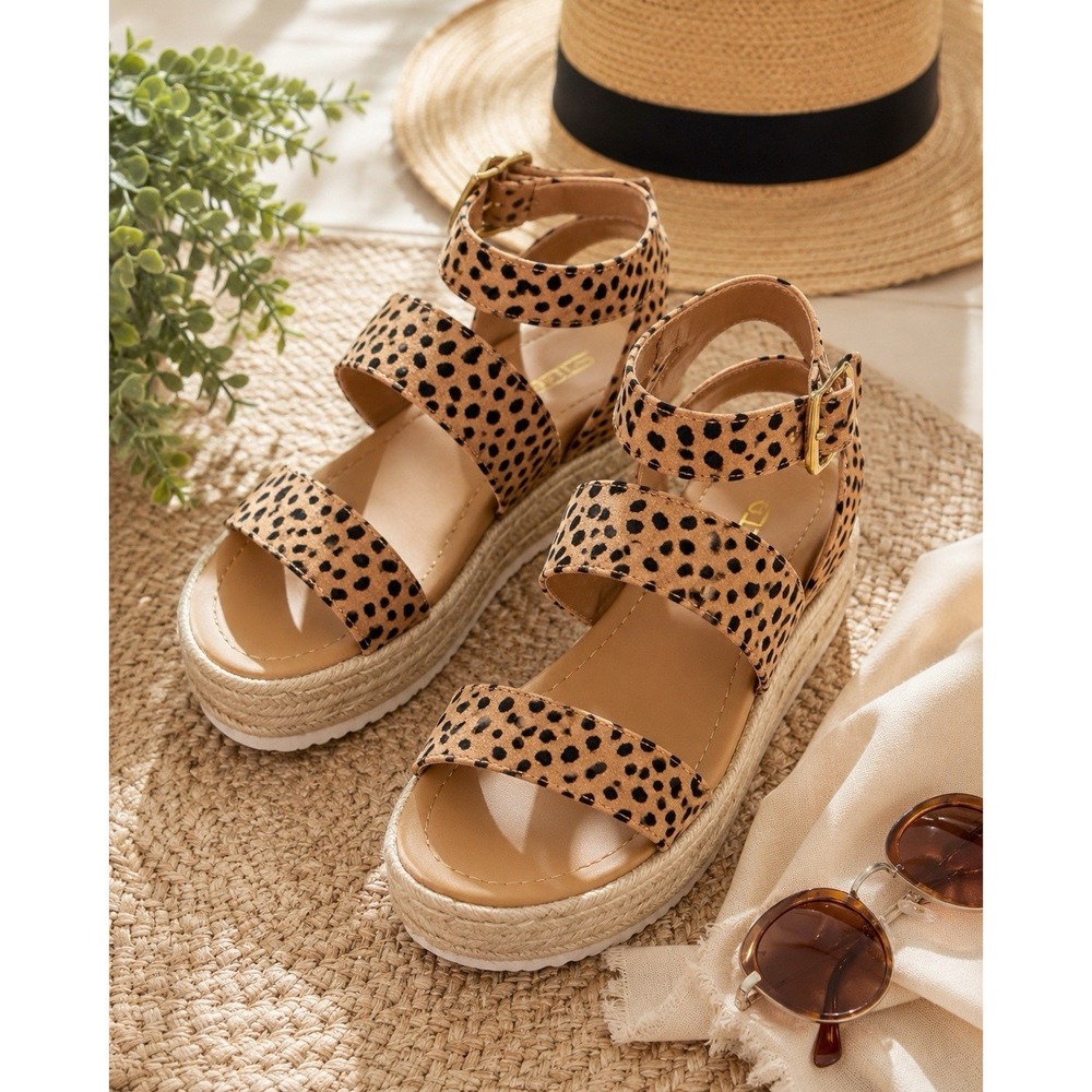 Soda Bryce-S Cheetah Espadrille Platform Sandals Women's Size 6 NIB Leopard